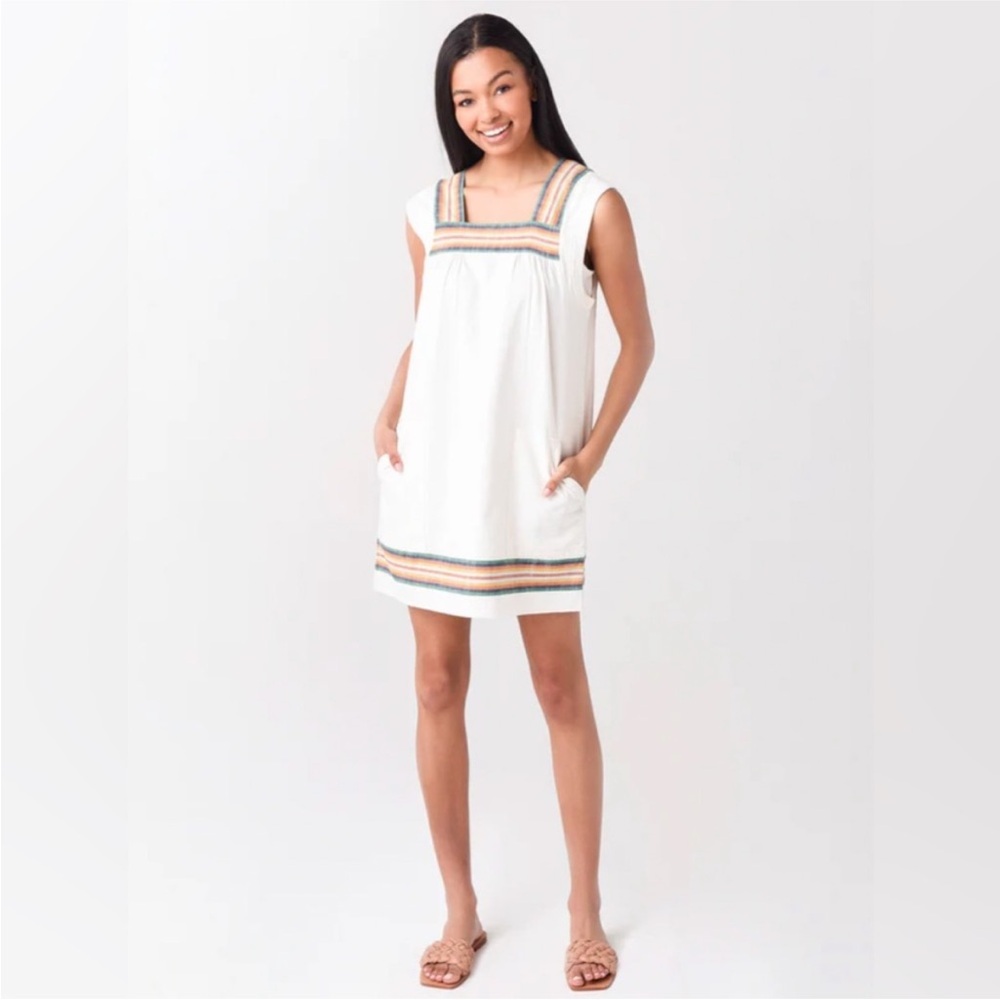 Faherty Hailee Dress White Mystic Apres Soleil stripe